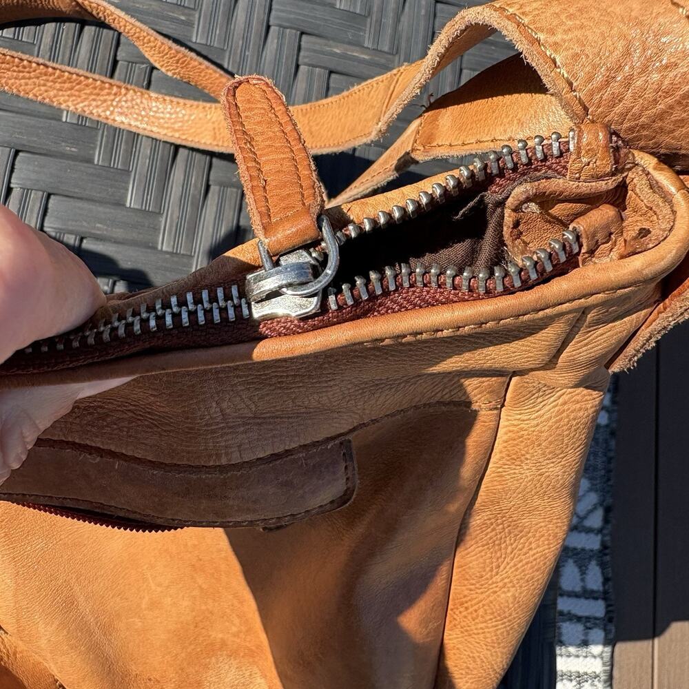 Vilenca Holland | Purse Shoulder Bag Brown Leather Basketweave Crossbody Zip - Picture 8 of 13